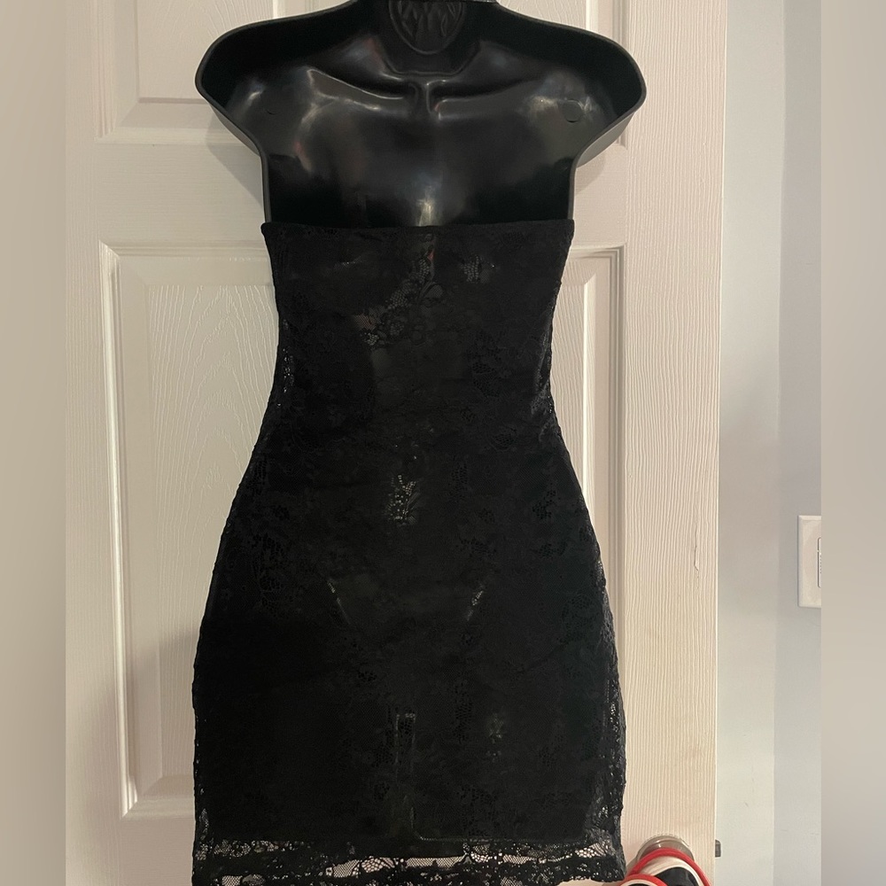 Lace see through halter dress